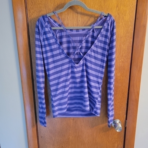 Zella Purple Striped Long Sleeve Tee Size Small - Picture 2 of 5